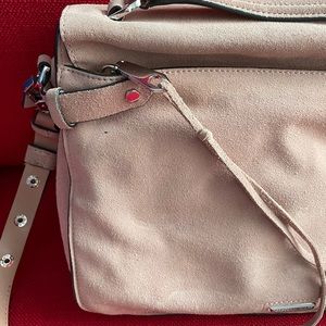 Minkoff crossbody/satchel, expandable, smooth blush leather, silver hardware.